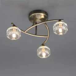 Allyn Antique Brass Effect 3 Lamp Ceiling Light