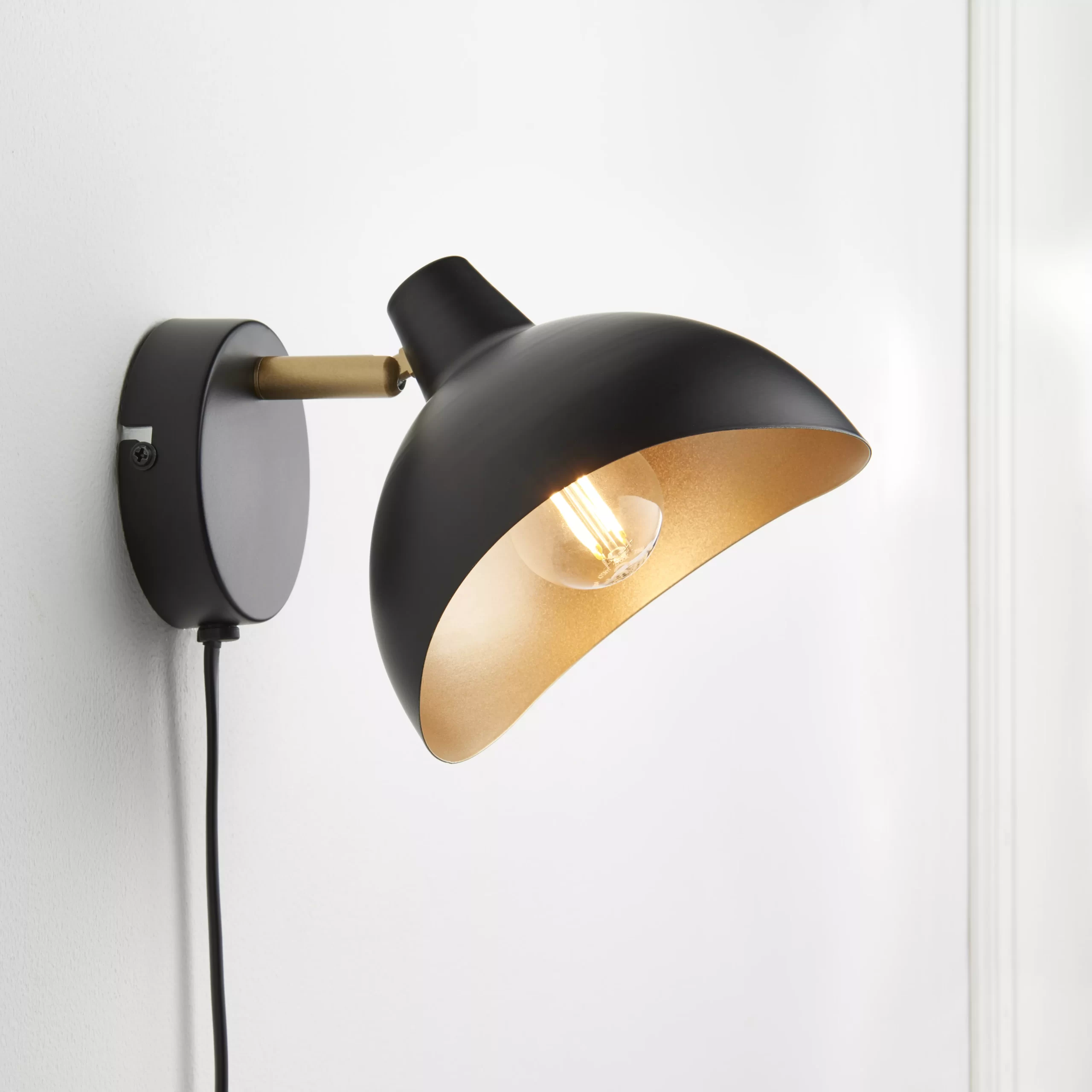 Anara Matt Black & Gold Plug-in Wall Light 3 Anara Matt Black & Gold Plug-in Wall Light