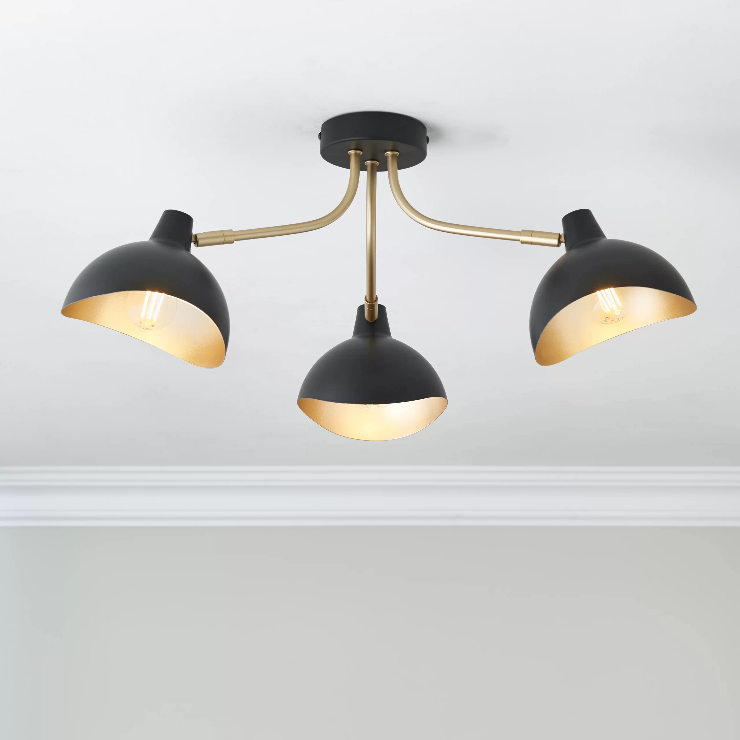 Anara Steel Black 3 Lamp Ceiling Light 3 Anara Steel Black 3 Lamp Ceiling Light