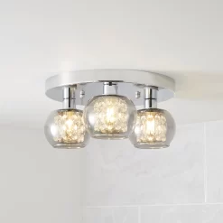 Arles Gloss Chrome & Smoked Glass Effect 3 Lamp Ceiling Light
