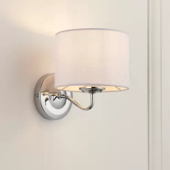 Ayrshire Gloss White Silver Effect Wired Wall Light