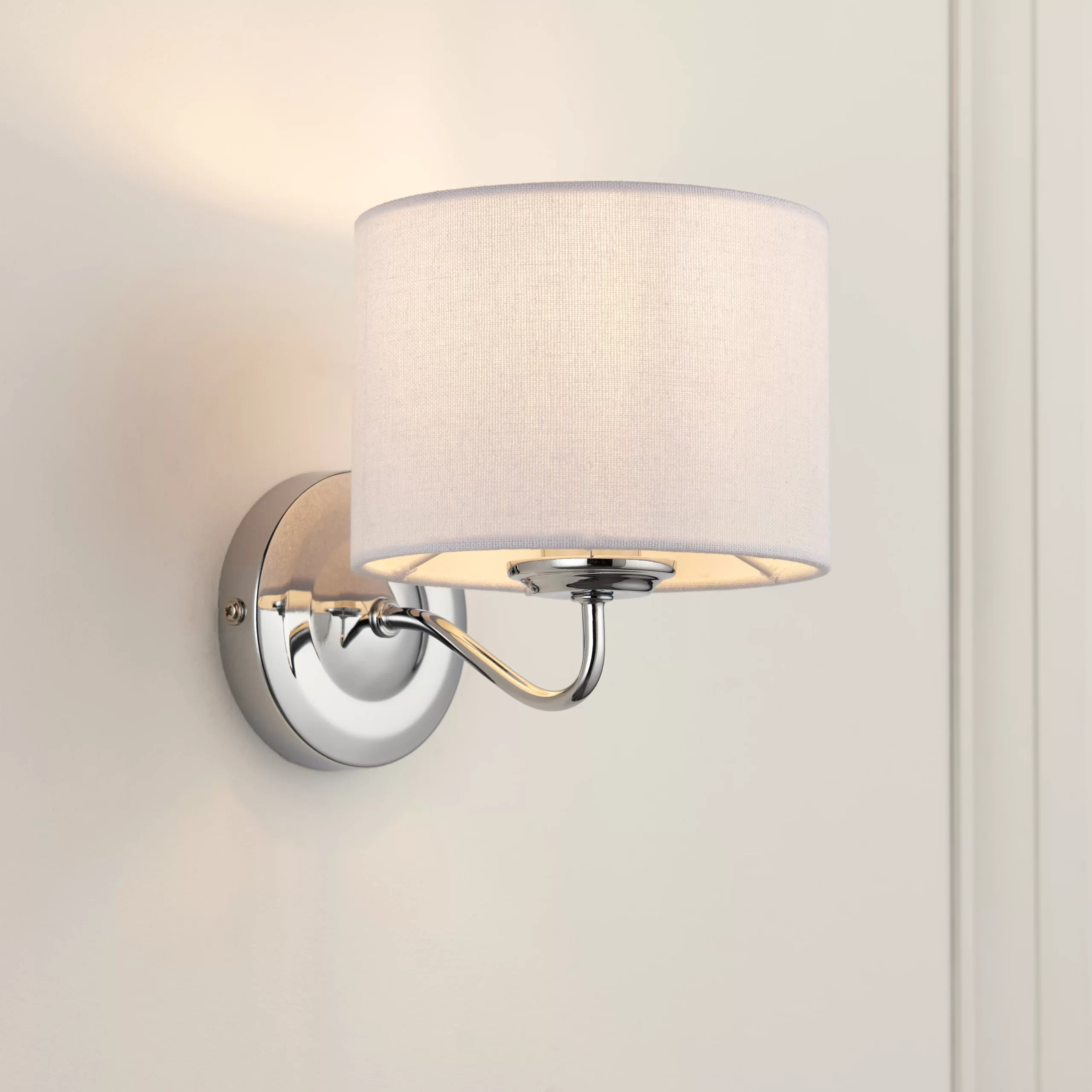 Ayrshire Gloss White Silver Effect Wired Wall Light 3 Ayrshire Gloss White Silver Effect Wired Wall Light