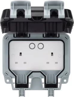 BG 13A Grey 2 Gang Outdoor Smart Weatherproof Switched Socket