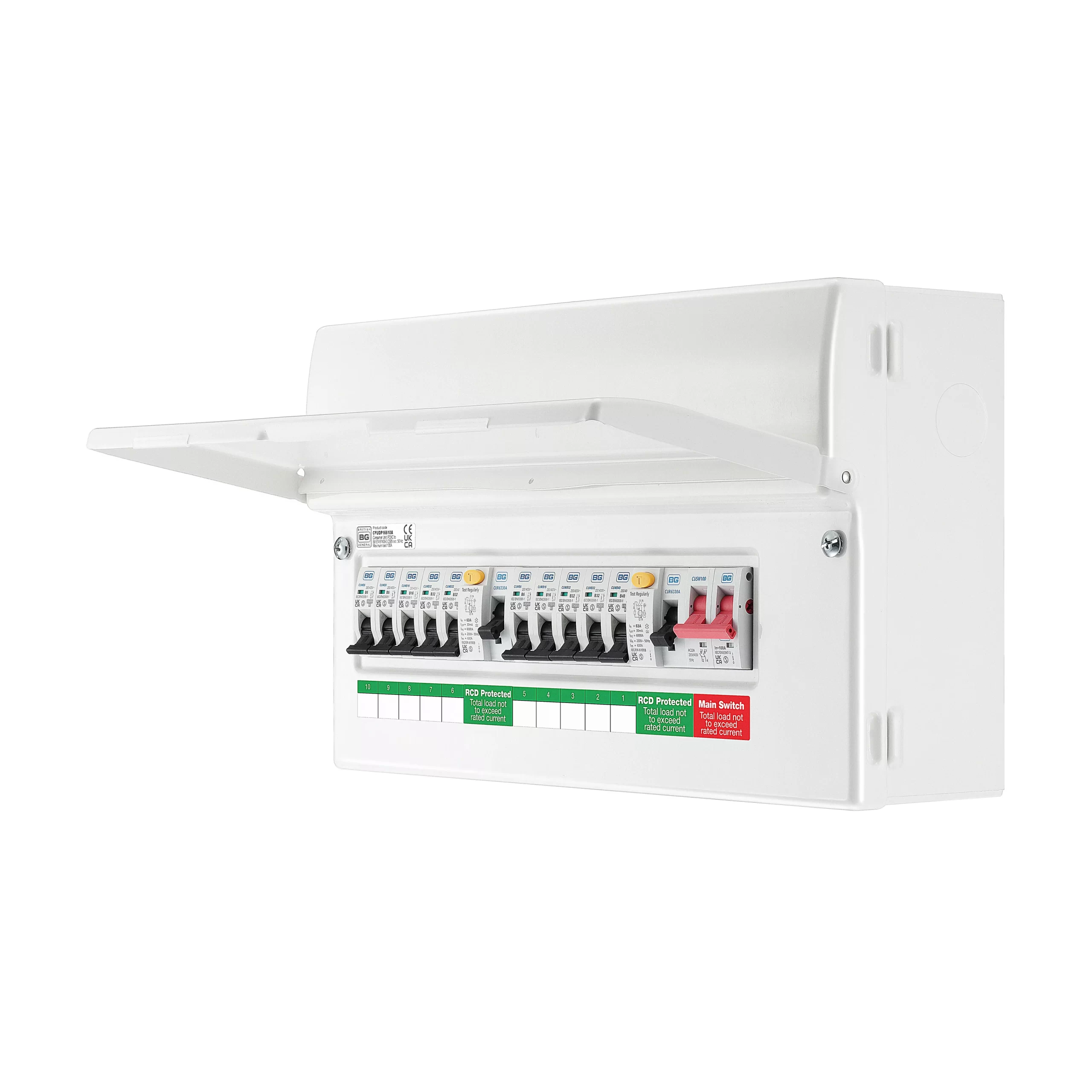 BG 63A 10-way High Integrity Dual RCD Fully Populated Domestic Consumer Unit 3 BG 63A 10-way High Integrity Dual RCD Fully Populated Domestic Consumer Unit