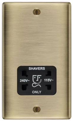 BG Antique Brass Double Screwed Shaver Socket