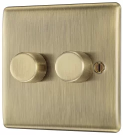 BG Antique Brass Profile Double 2 Way 400W Dimmer Switch