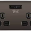 BG Black Nickel Double 13A Switched Socket With USB X2 3.1A & Black Inserts 1 BG Black Nickel Double 13A Switched Socket With USB X2 3.1A & Black Inserts -Professional Electrical Lighting Store bg black nickel double 13a switched socket with usb x2 3 1a black inserts5050765213066 02c bq