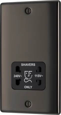 BG Black Nickel Double Screwed Shaver Socket