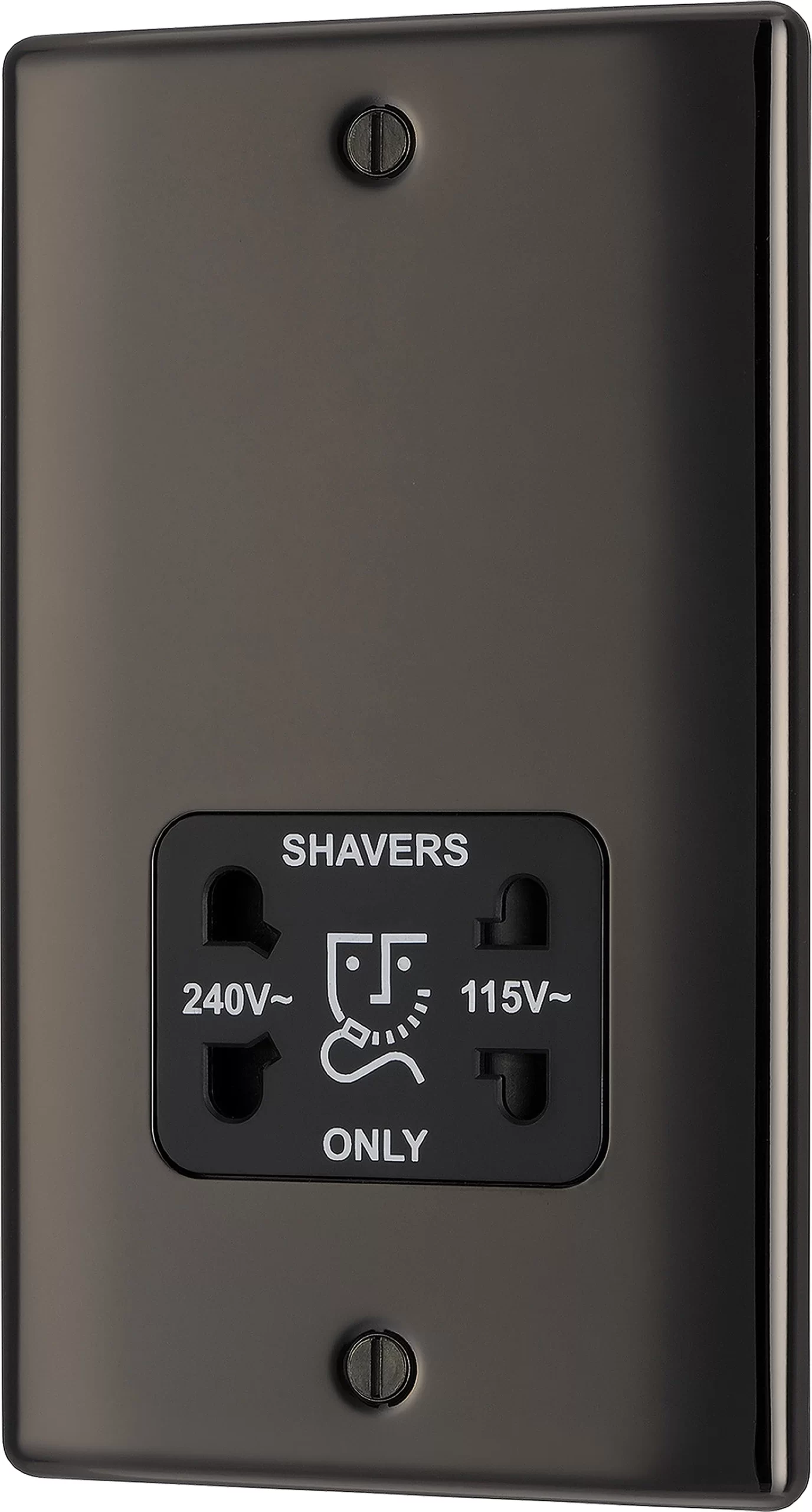 BG Black Nickel Double Screwed Shaver Socket 3 BG Black Nickel Double Screwed Shaver Socket