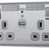 BG Brushed Steel 13A Raised Slim Switched Double WiFi Extender Socket With USB 2 BG Brushed Steel 13A Raised Slim Switched Double WiFi Extender Socket With USB -Professional Electrical Lighting Store bg brushed steel 13a raised slim switched double wifi extender socket with usb5050765213516 01c