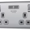 BG Brushed Steel Double 13A Switched Socket With USB X2 3.1A & Grey Inserts 1 BG Brushed Steel Double 13A Switched Socket With USB X2 3.1A & Grey Inserts -Professional Electrical Lighting Store bg brushed steel double 13a switched socket with usb x2 3 1a grey inserts5050765213226 01c