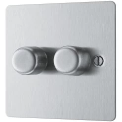 BG Brushed Steel Flat Profile Single 2 Way 400W Dimmer Switch