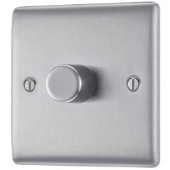 BG Brushed Steel Profile Single 2 Way 400W Dimmer Switch