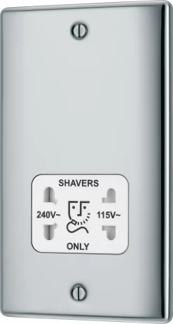 BG Chrome Double Screwed Shaver Socket