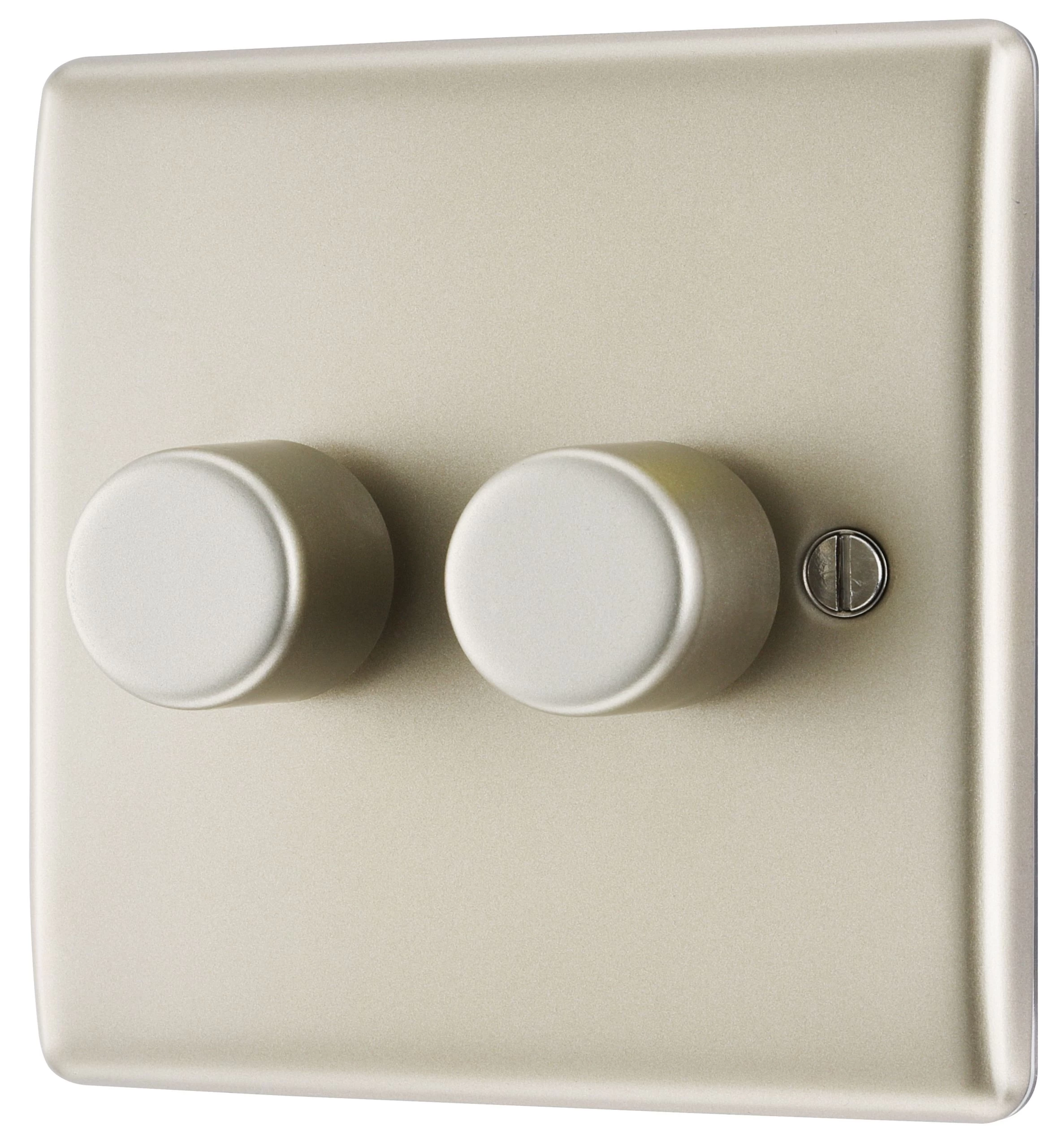 BG Nickel Raised Slim Profile Double 2 Way 400W Dimmer Switch 3 BG Nickel Raised Slim Profile Double 2 Way 400W Dimmer Switch
