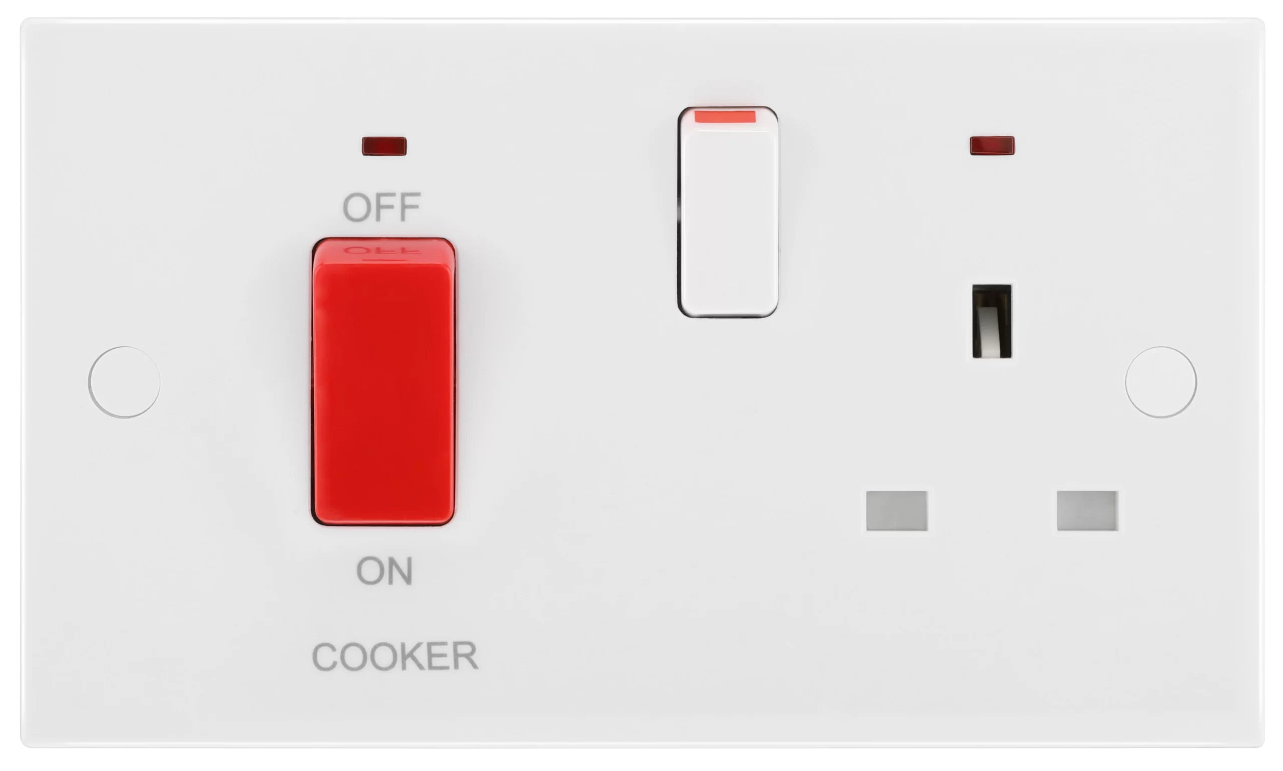 BG White Cooker Switch & Socket With Neon & White Inserts 3 BG White Cooker Switch & Socket With Neon & White Inserts