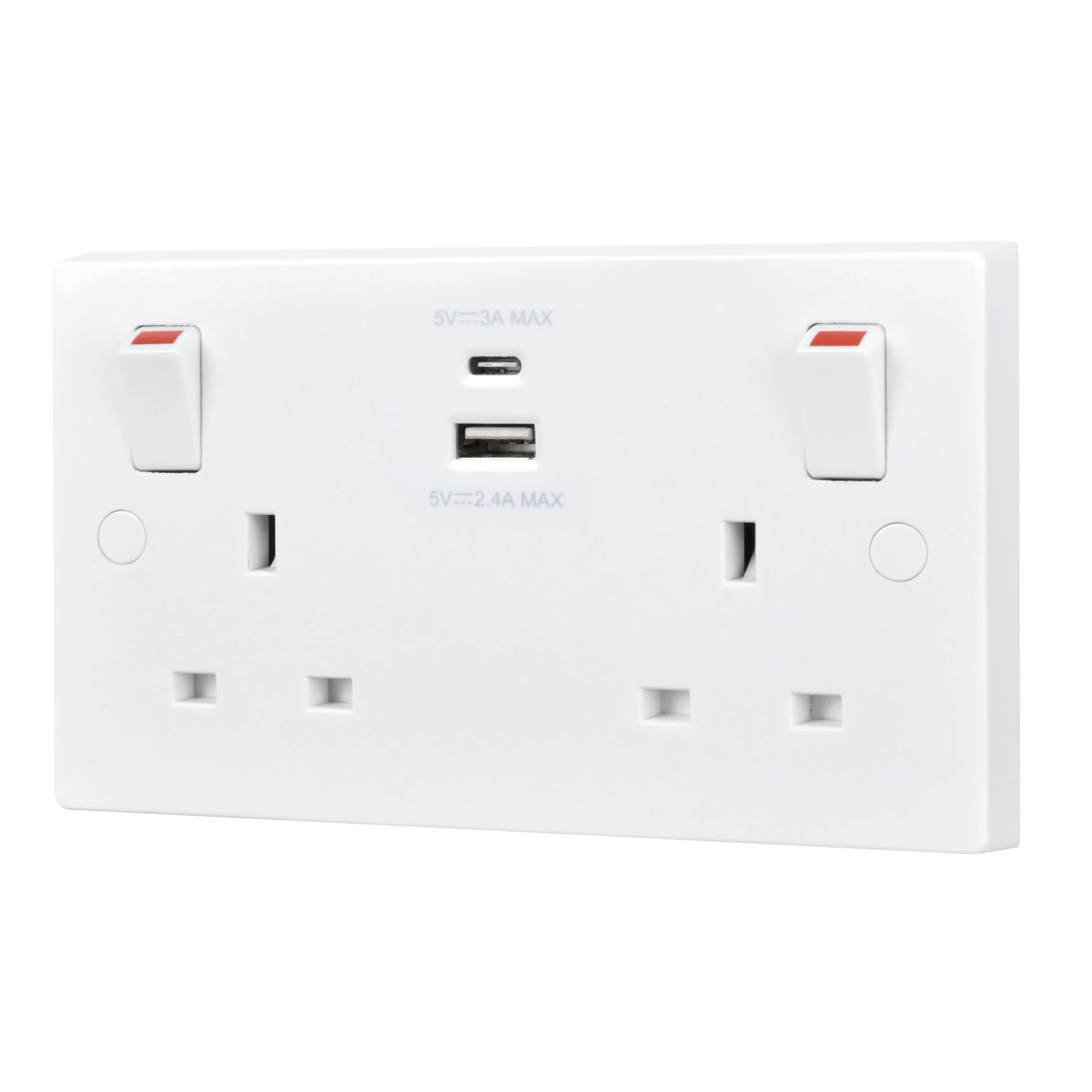 BG White Double 13A Switched Socket With USB X2 4.2A & White Inserts 3 BG White Double 13A Switched Socket With USB X2 4.2A & White Inserts