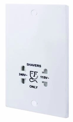 BG White Double Screwed Shaver Socket