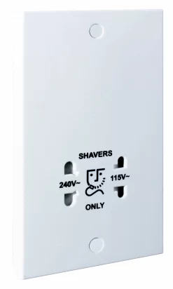 BG White Double Screwed Shaver Socket 9 BG White Double Screwed Shaver Socket -Professional Electrical Lighting Store bg white double screwed shaver socket5021166101009 03c