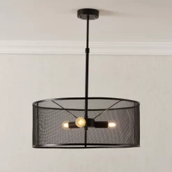 Black 3 Lamp Pendant Ceiling Light, (Dia)500mm