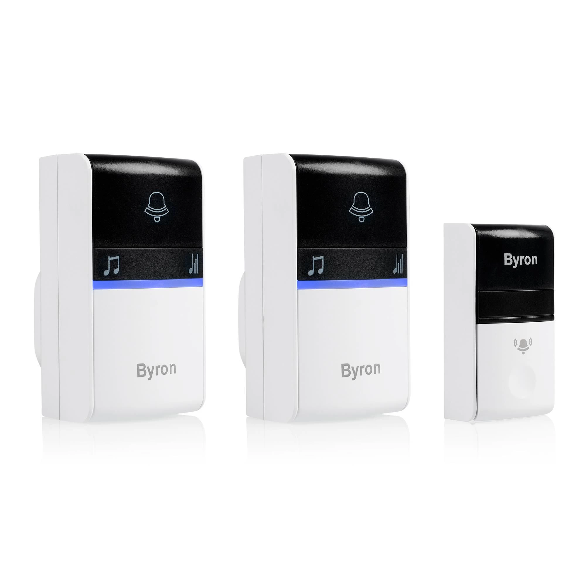 Byron Kinetic White Wireless Door Chime, Set Of 3 3 Byron Kinetic White Wireless Door Chime, Set Of 3