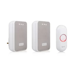 Byron White & Grey Wireless Battery & Mains-powered Door Chime Kit DBY-22324UK