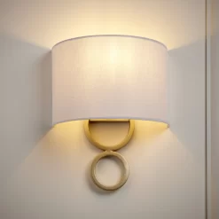 Carter Satin White Gold Effect Wired Wall Light