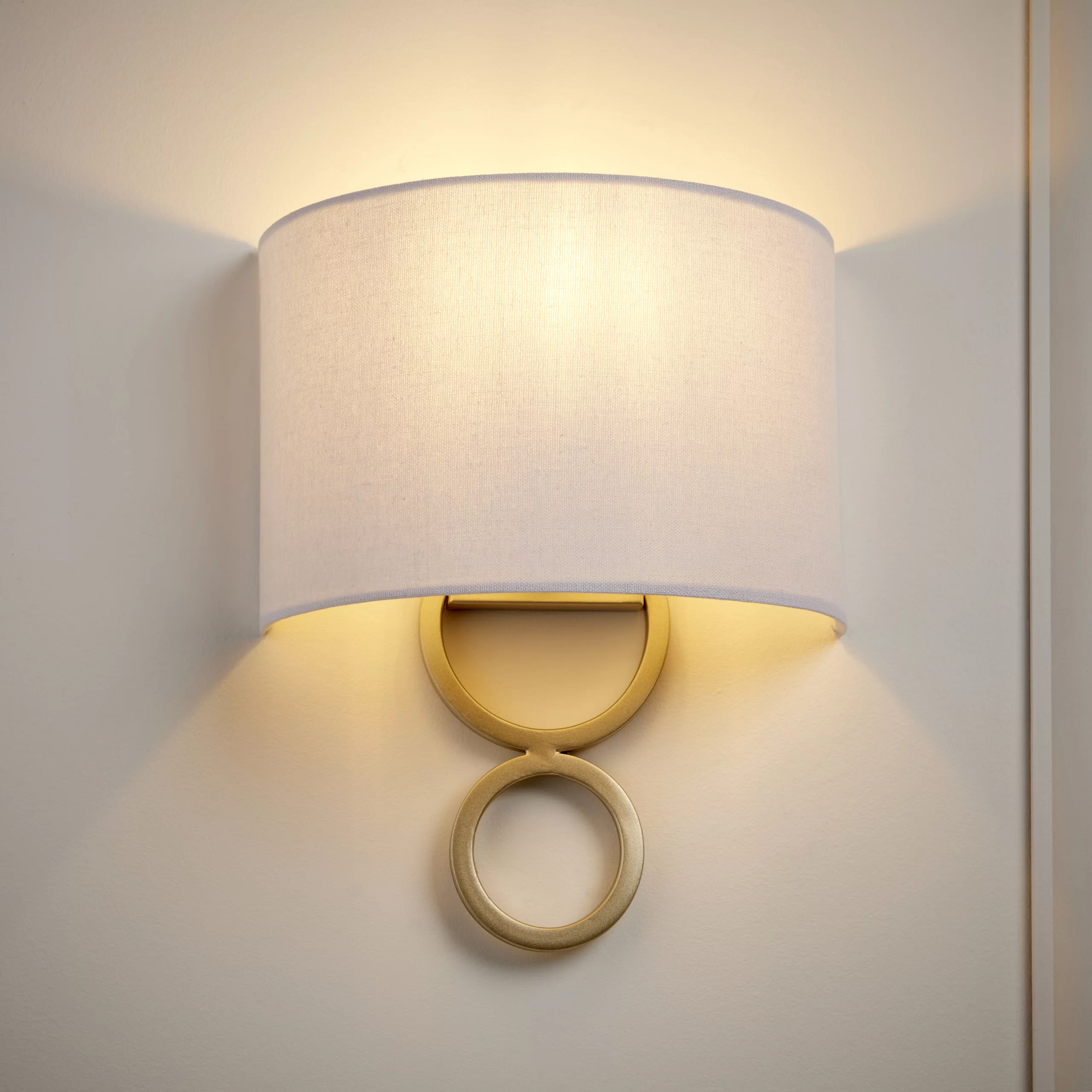 Carter Satin White Gold Effect Wired Wall Light 3 Carter Satin White Gold Effect Wired Wall Light