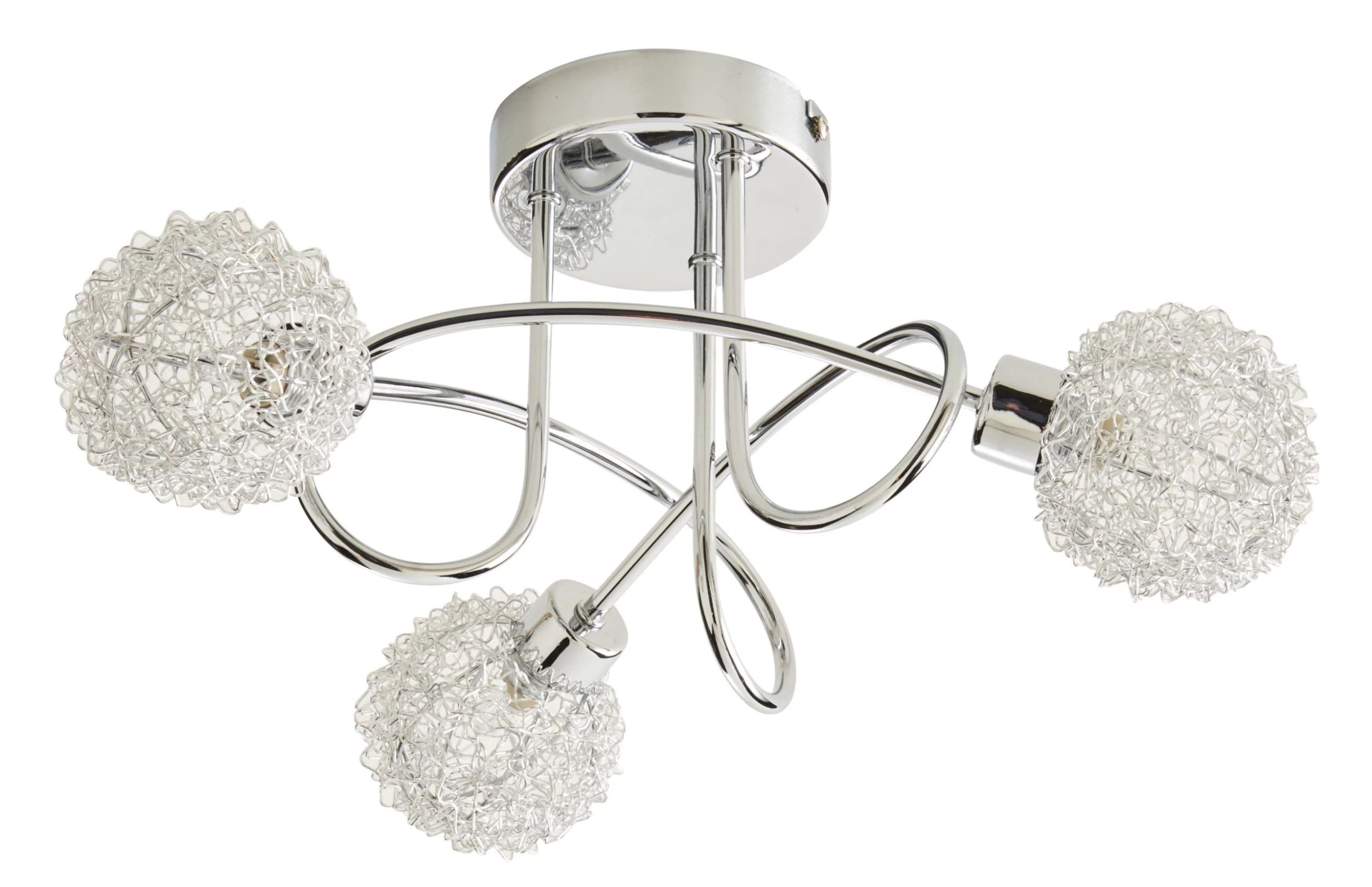 Colours Caelus Brushed Metal Chrome Effect 3 Lamp Ceiling Light 5 Colours Caelus Brushed Metal Chrome Effect 3 Lamp Ceiling Light - Image 3