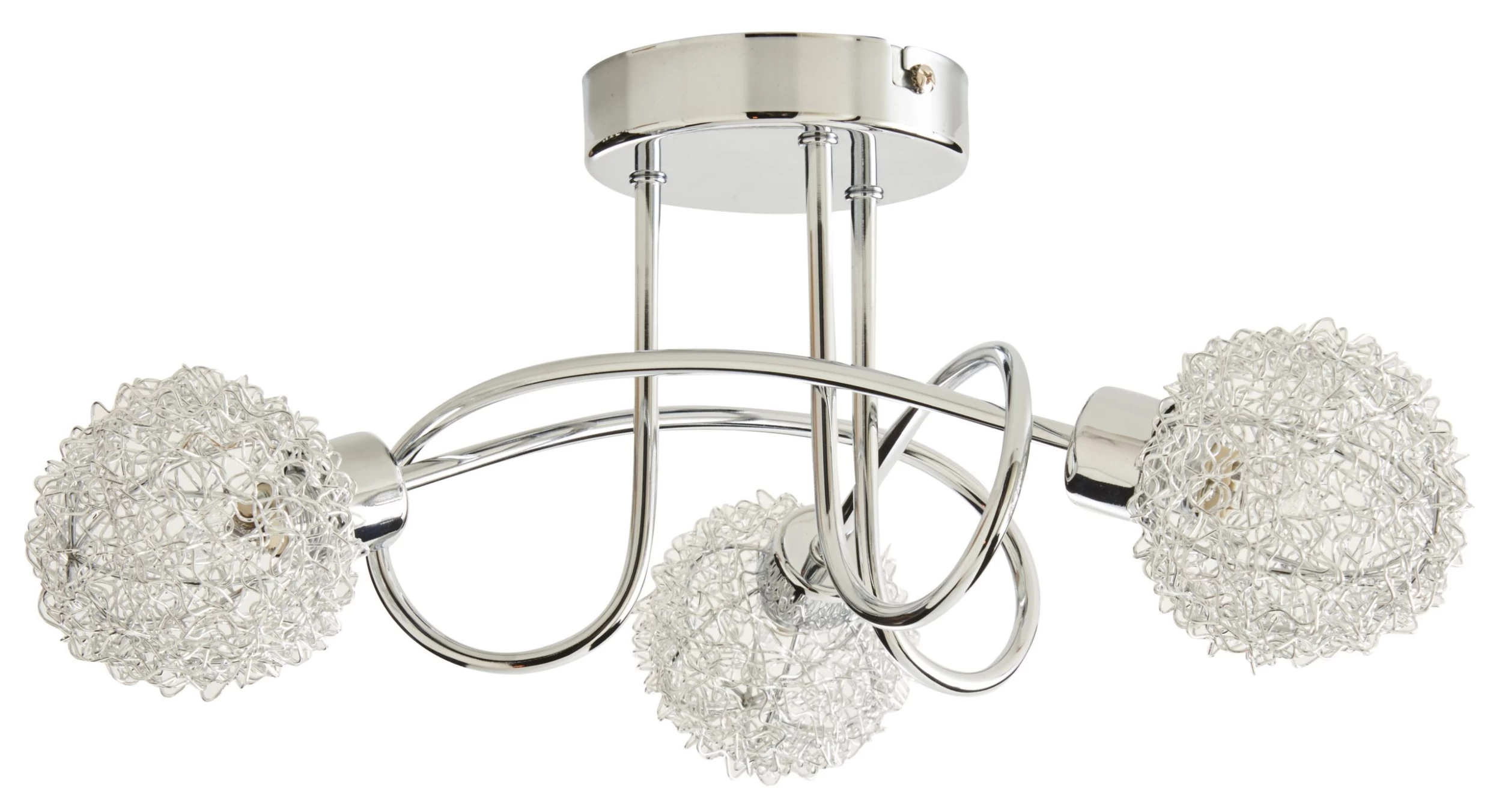 Colours Caelus Brushed Metal Chrome Effect 3 Lamp Ceiling Light 6 Colours Caelus Brushed Metal Chrome Effect 3 Lamp Ceiling Light - Image 4