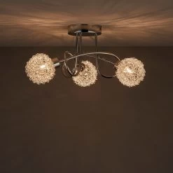 Colours Caelus Brushed Metal Chrome Effect 3 Lamp Ceiling Light