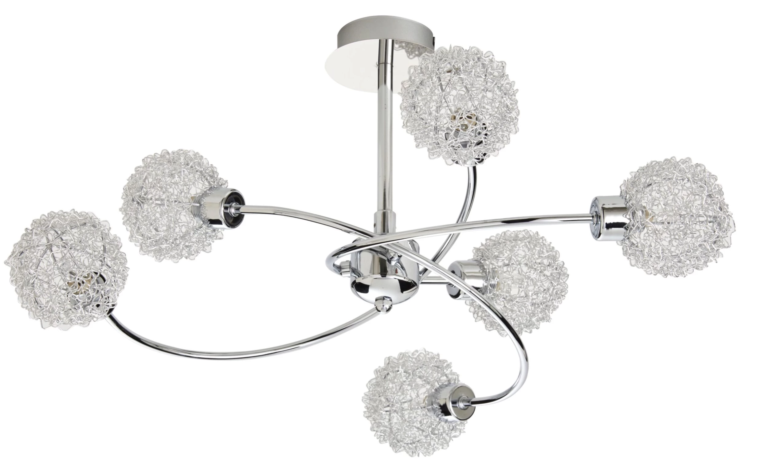 Colours Caelus Brushed Metal Silver Chrome Effect 6 Lamp Ceiling Light 5 Colours Caelus Brushed Metal Silver Chrome Effect 6 Lamp Ceiling Light - Image 3