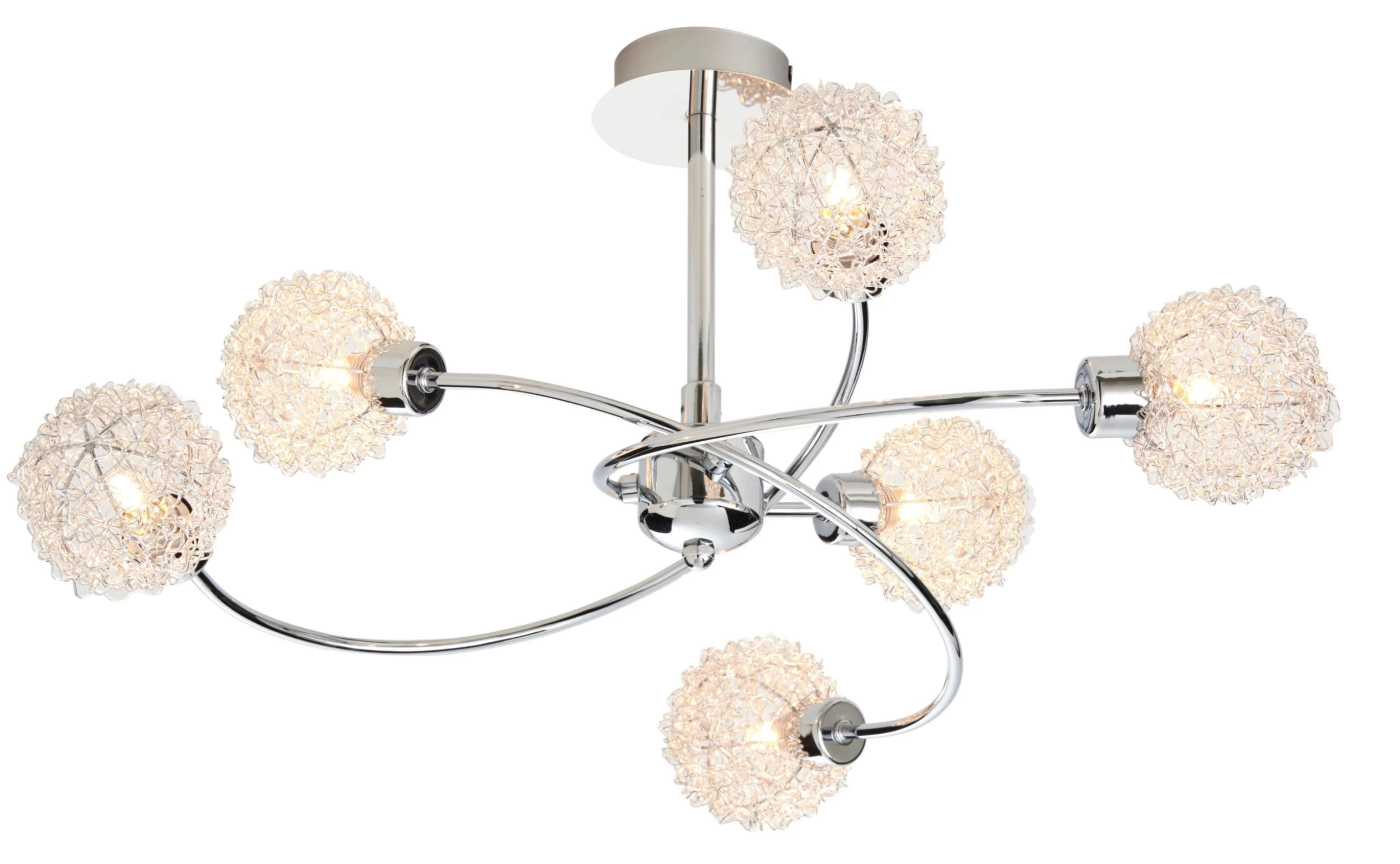 Colours Caelus Brushed Metal Silver Chrome Effect 6 Lamp Ceiling Light 4 Colours Caelus Brushed Metal Silver Chrome Effect 6 Lamp Ceiling Light - Image 2