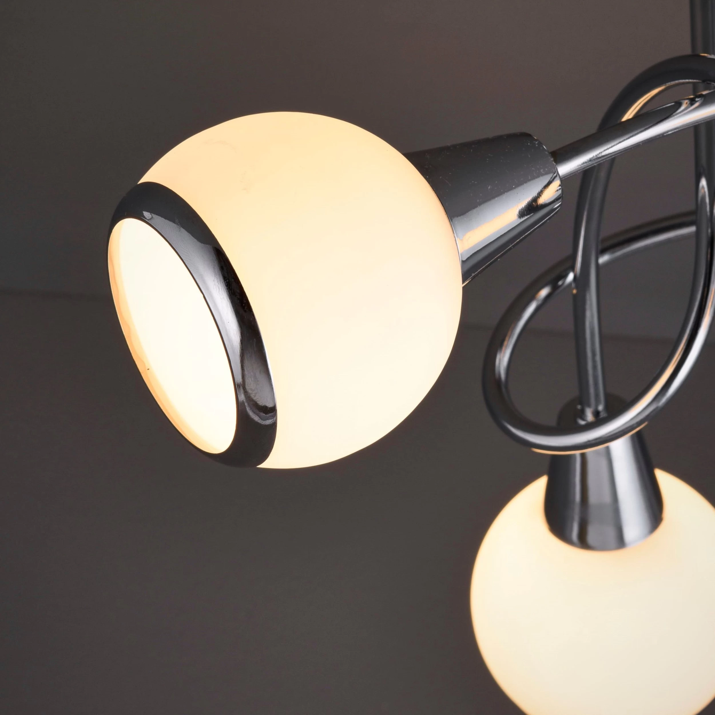 Colours Cherika Brushed Glass & Steel Chrome Effect 3 Lamp Ceiling Light 6 Colours Cherika Brushed Glass & Steel Chrome Effect 3 Lamp Ceiling Light - Image 4