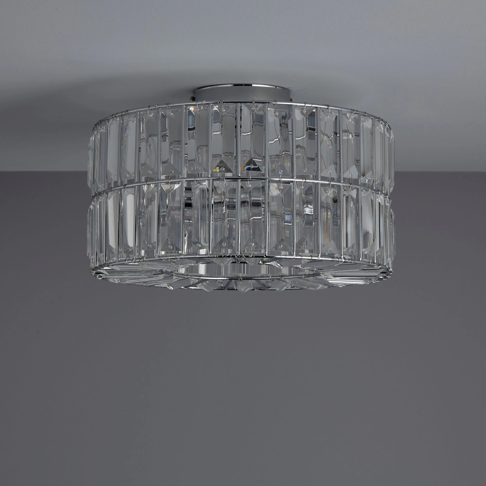 Colours Parcae Brushed Glass & Metal Chrome Effect 3 Lamp Ceiling Light 4 Colours Parcae Brushed Glass & Metal Chrome Effect 3 Lamp Ceiling Light - Image 2