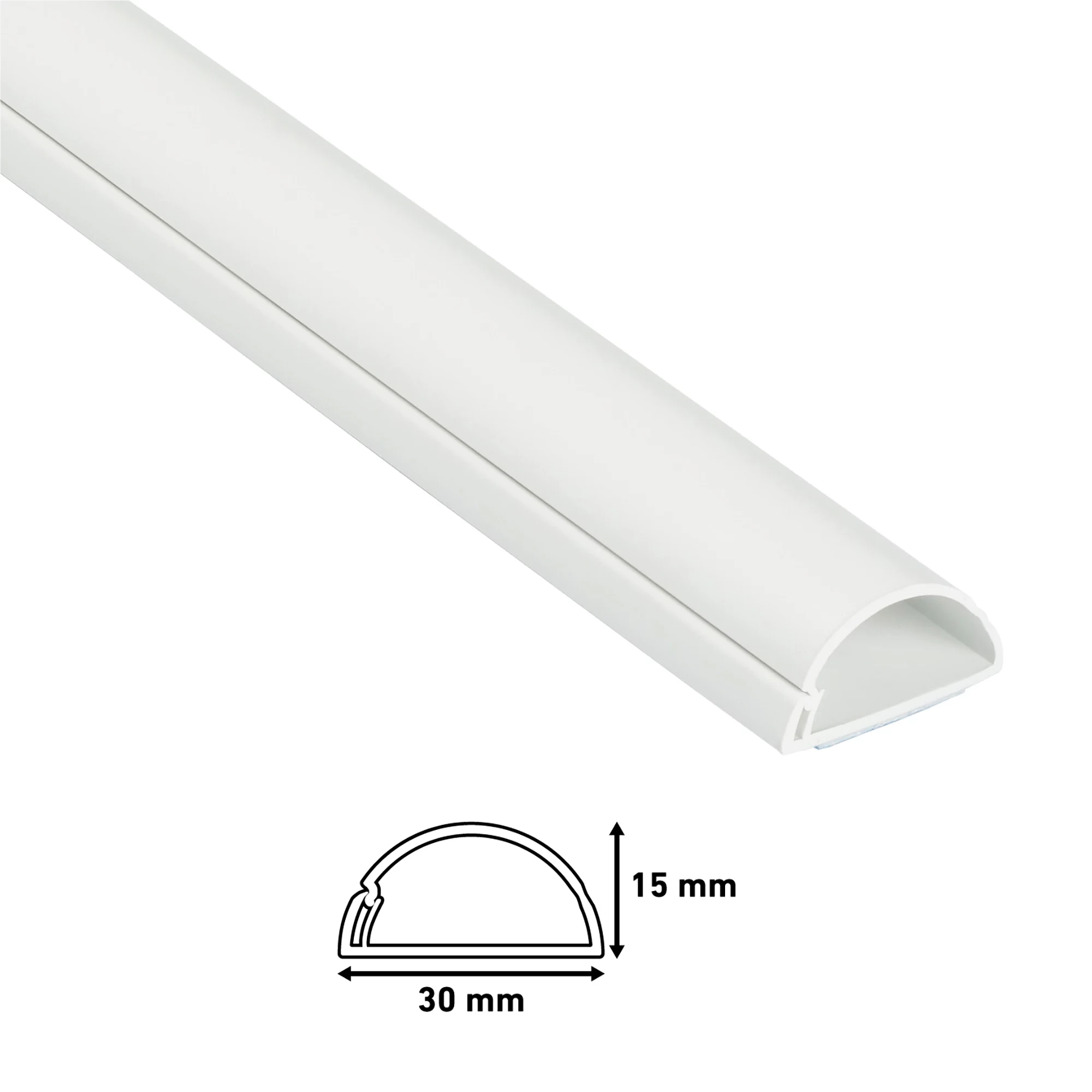 D-Line White Half-round Trunking Length,(W)30mm (L)1m (H)15mm, Pack Of 3 5 D-Line White Half-round Trunking Length,(W)30mm (L)1m (H)15mm, Pack Of 3 - Image 3