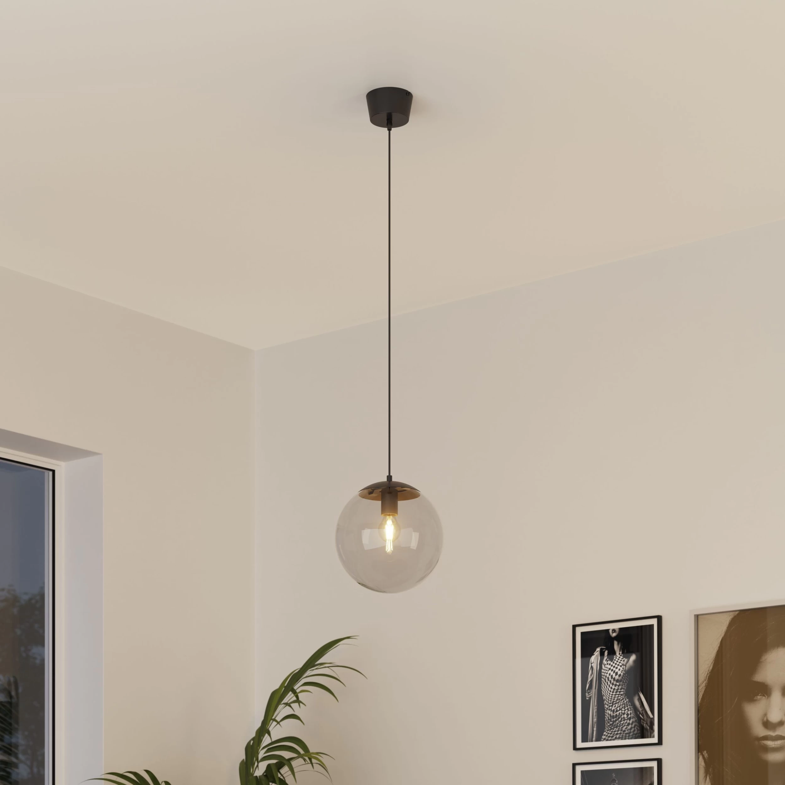 Dacite Ball Matt Black Pendant Ceiling Light, (Dia)280mm 3 Dacite Ball Matt Black Pendant Ceiling Light, (Dia)280mm