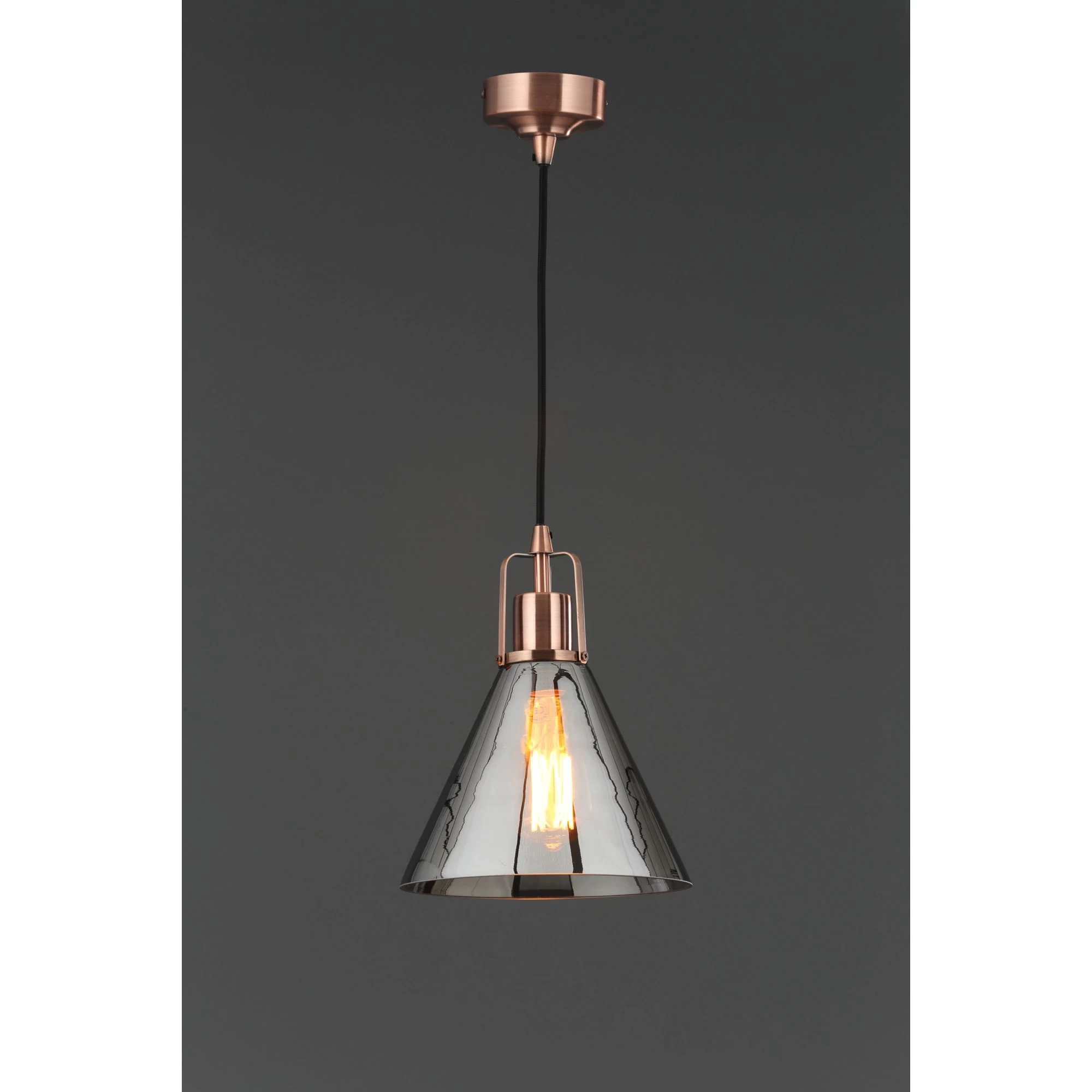 Dafyd Pendant Antique Copper & Smoke Ceiling Light 3 Dafyd Pendant Antique Copper & Smoke Ceiling Light