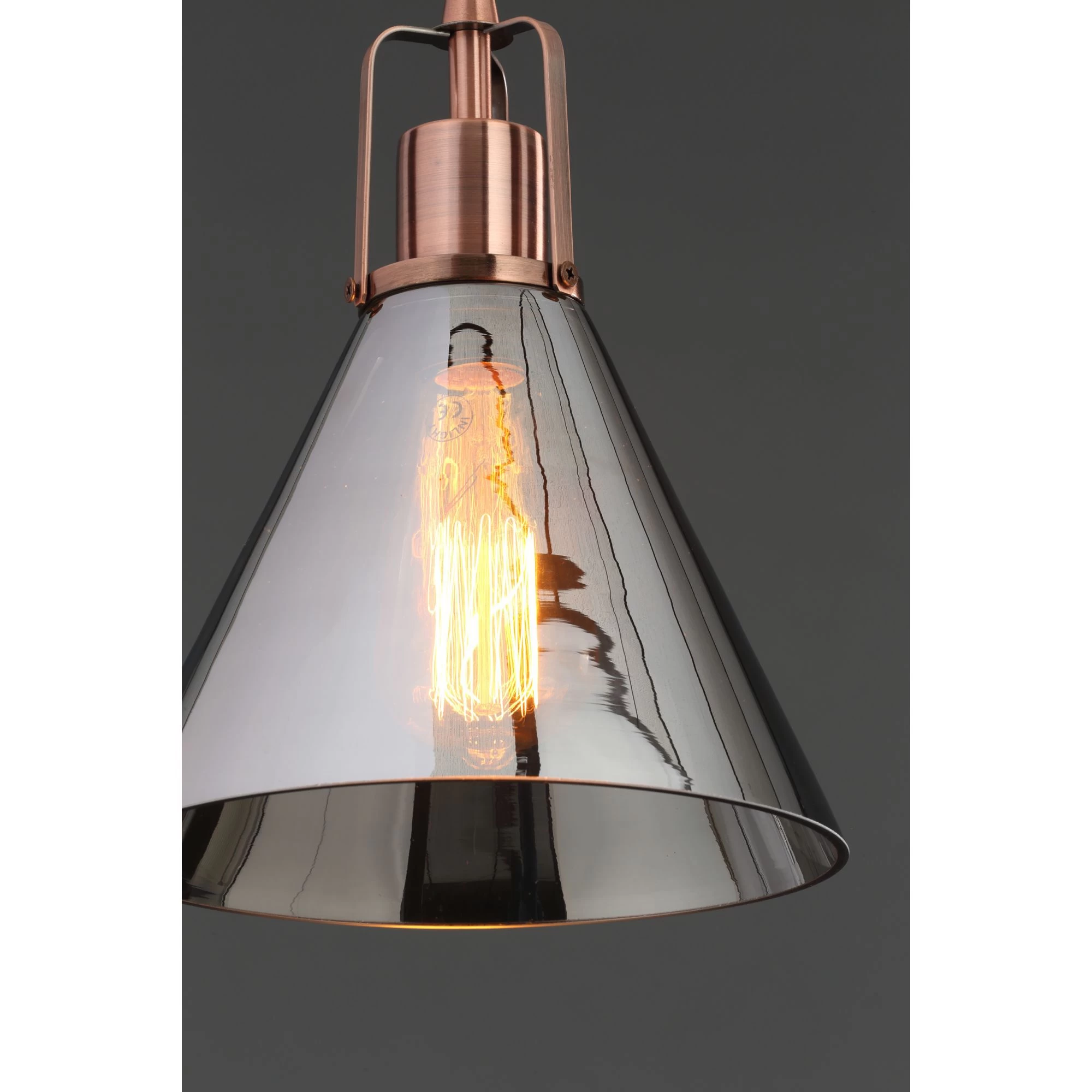 Dafyd Pendant Antique Copper & Smoke Ceiling Light 7 Dafyd Pendant Antique Copper & Smoke Ceiling Light - Image 5