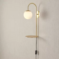 Dasha Gloss Brass Effect Plug-in Wall Light