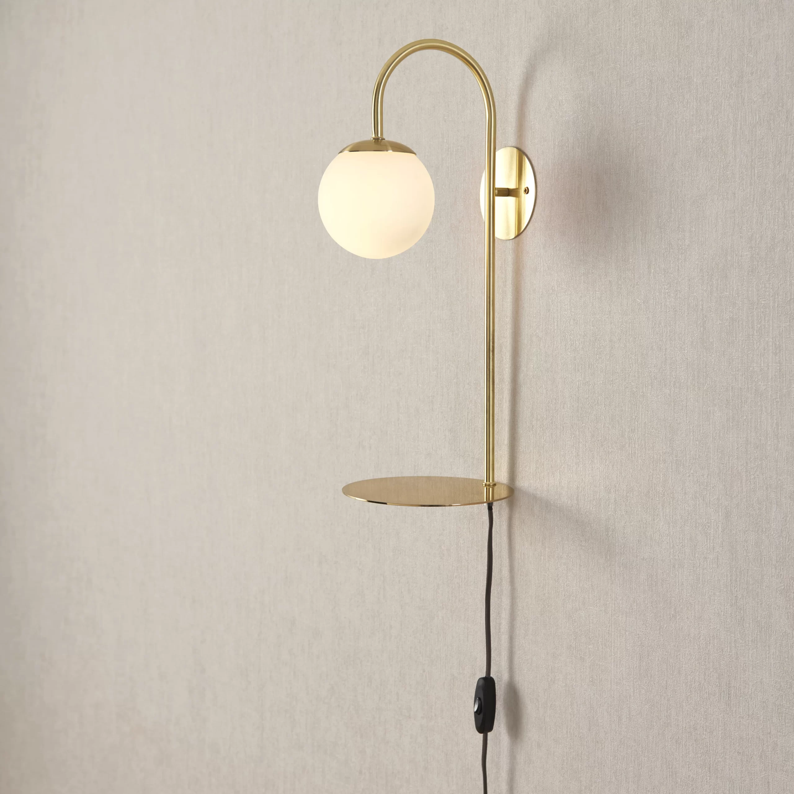 Dasha Gloss Brass Effect Plug-in Wall Light 3 Dasha Gloss Brass Effect Plug-in Wall Light
