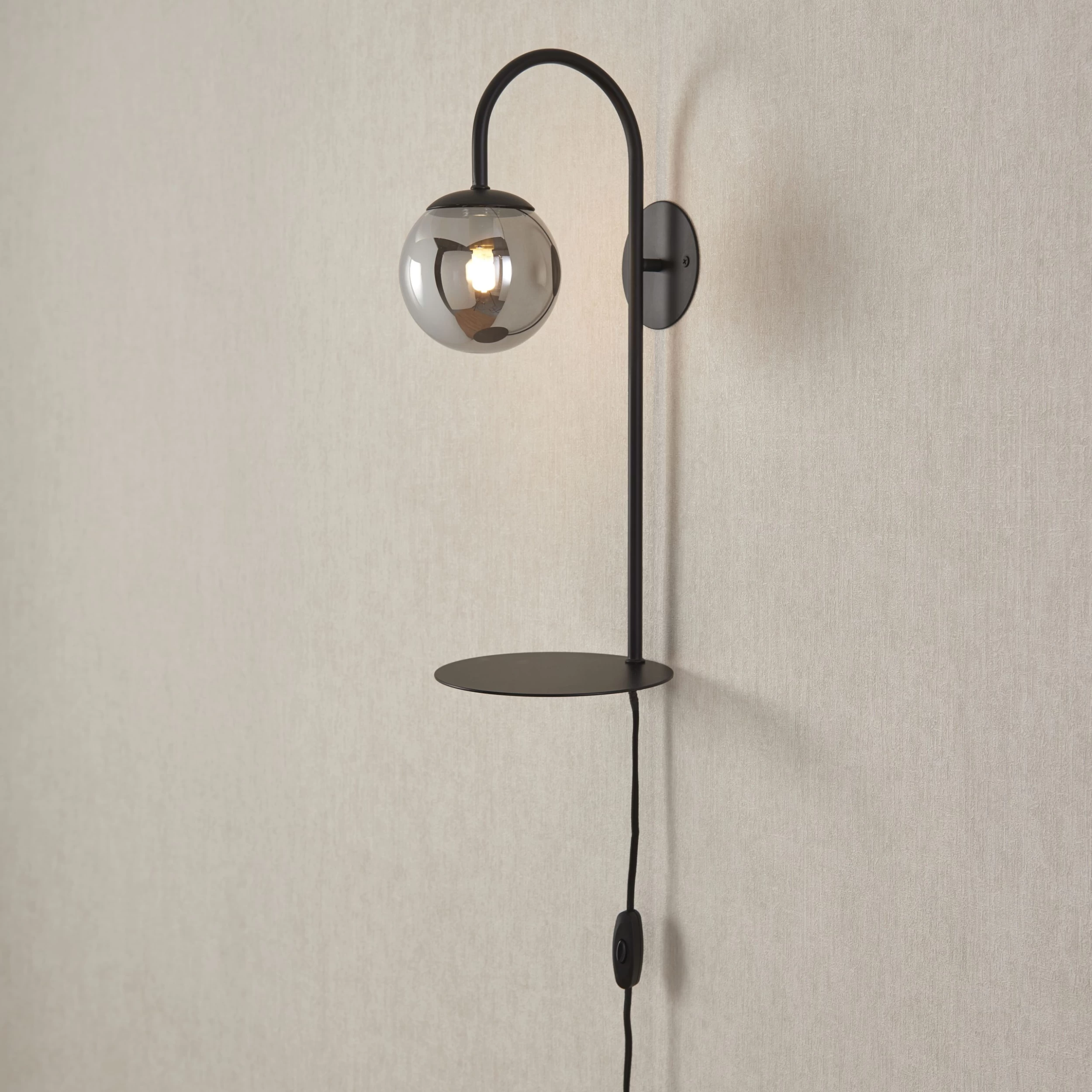 Dasha Matt Black Plug-in Wall Light 3 Dasha Matt Black Plug-in Wall Light