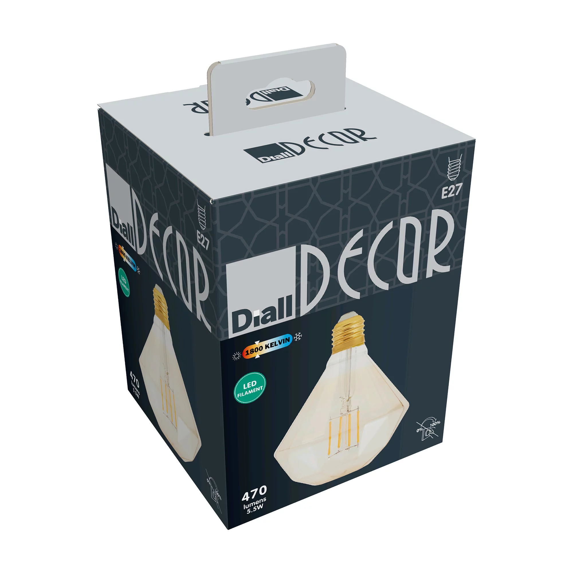 Diall E27 5.5W 470lm Amber Diamond Warm White LED Filament Light Bulb, (D)11cm 5 Diall E27 5.5W 470lm Amber Diamond Warm White LED Filament Light Bulb, (D)11cm - Image 3