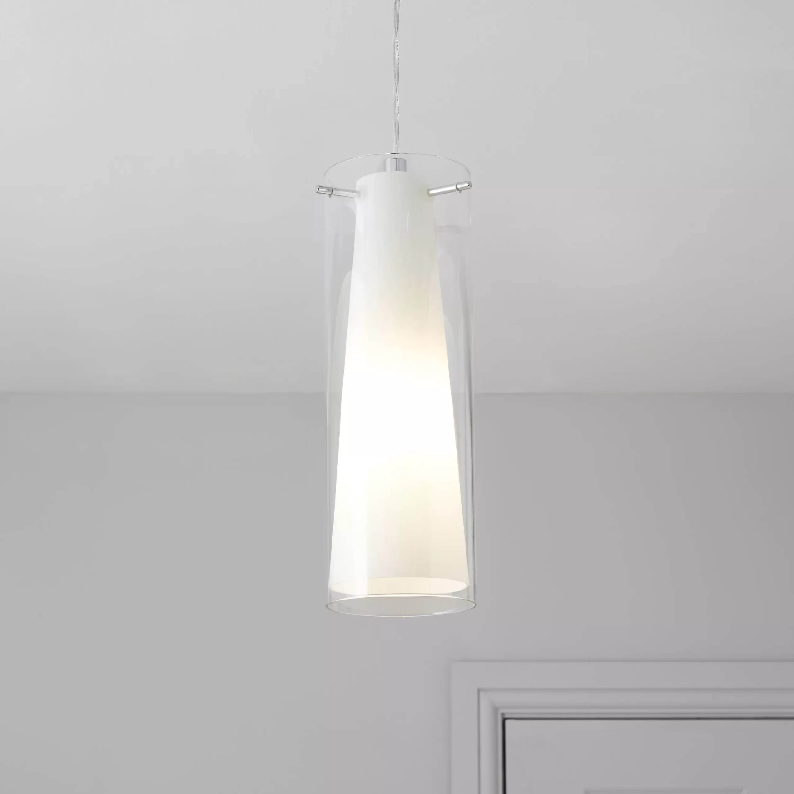 Dimonika White Chrome Effect Pendant Ceiling Light, (Dia)110mm 3 Dimonika White Chrome Effect Pendant Ceiling Light, (Dia)110mm