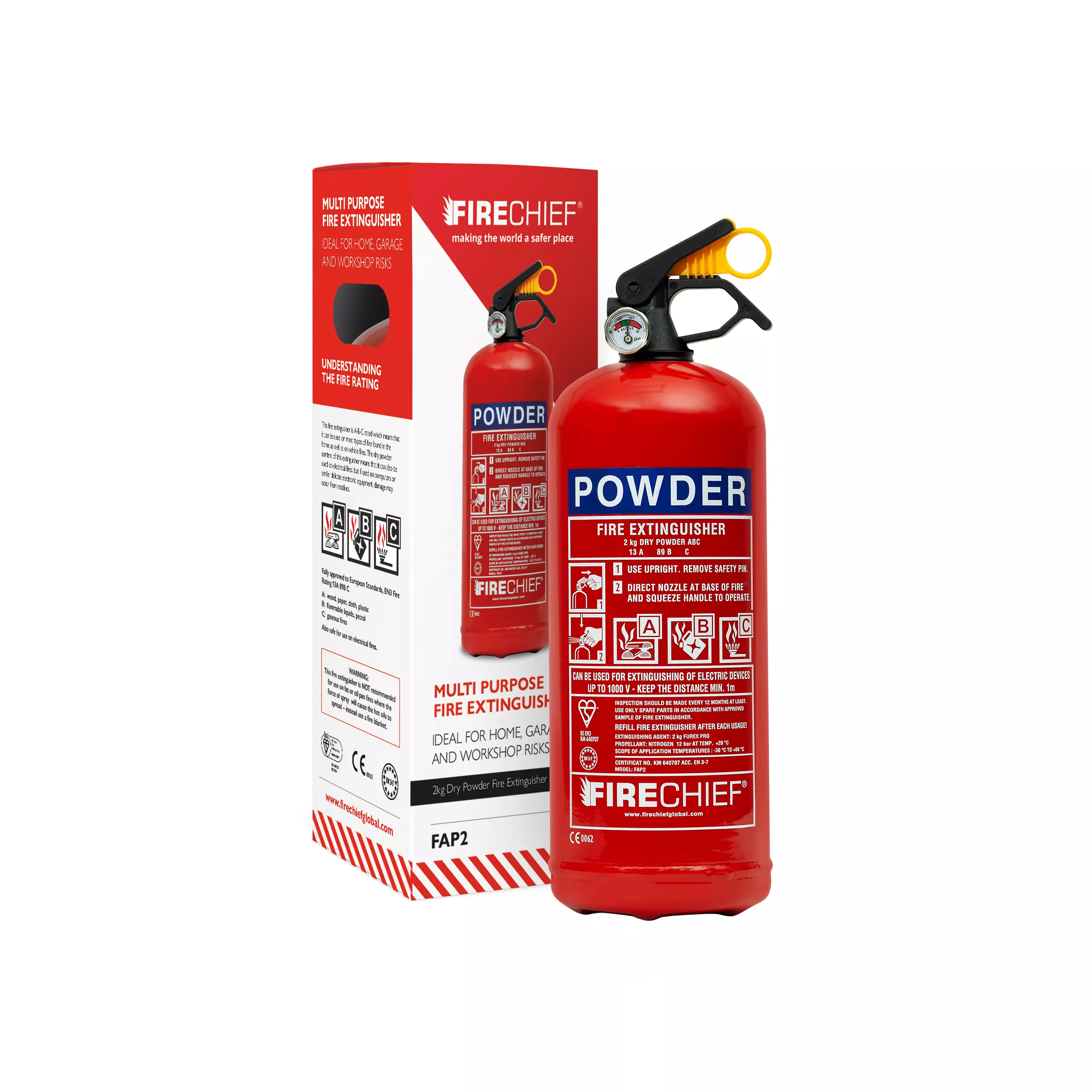 Firechief Dry Powder Fire Extinguisher 2kg 3 Firechief Dry Powder Fire Extinguisher 2kg