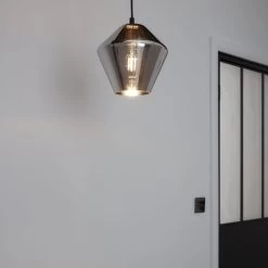 Flachee Transparent Smoked Effect Pendant Ceiling Light, (Dia)220mm