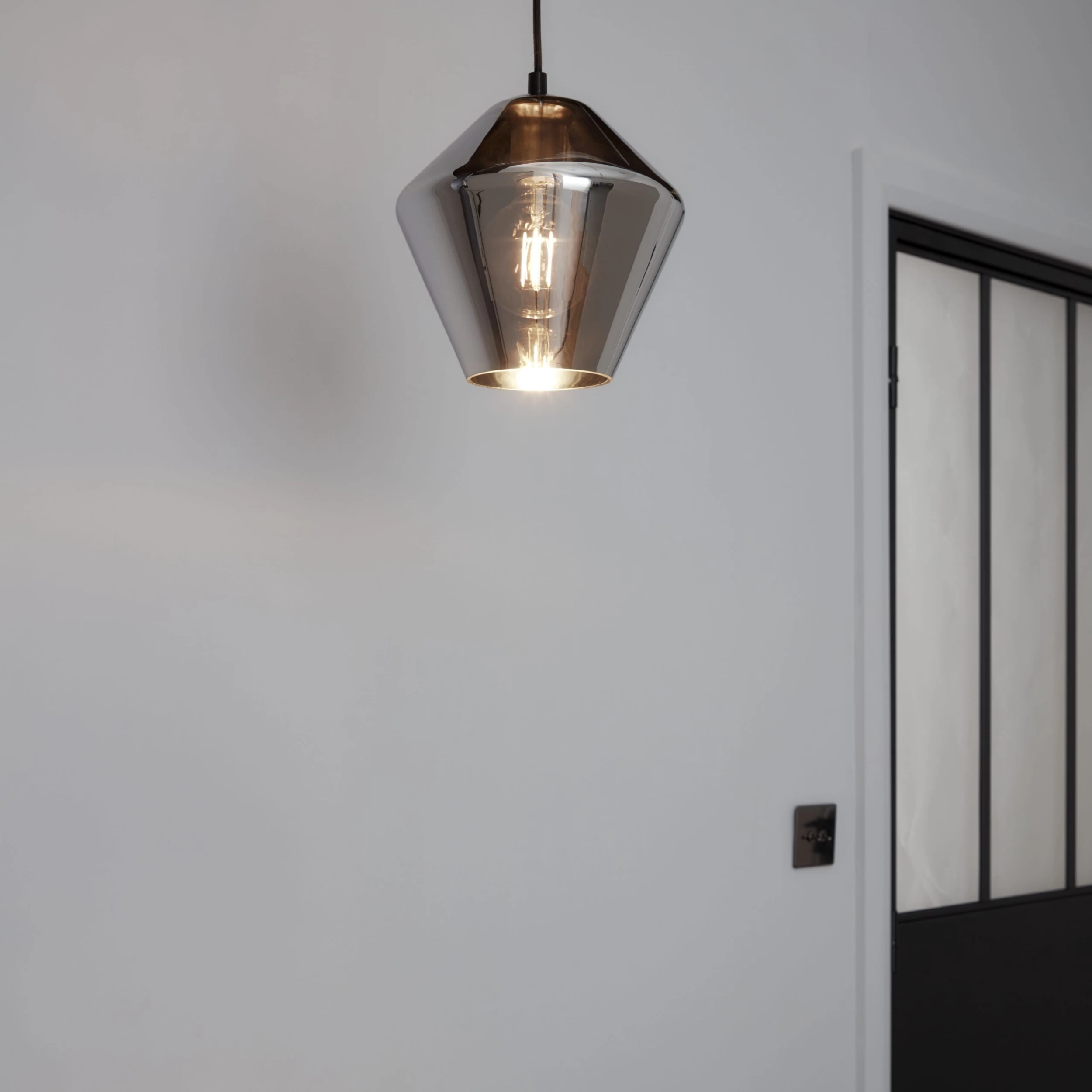 Flachee Transparent Smoked Effect Pendant Ceiling Light, (Dia)220mm 3 Flachee Transparent Smoked Effect Pendant Ceiling Light, (Dia)220mm