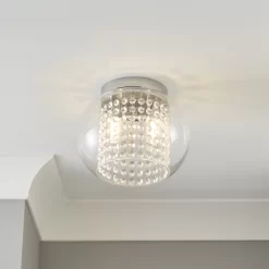 Flex Beaded Transparent Crystal Effect 2 Lamp Ceiling Light