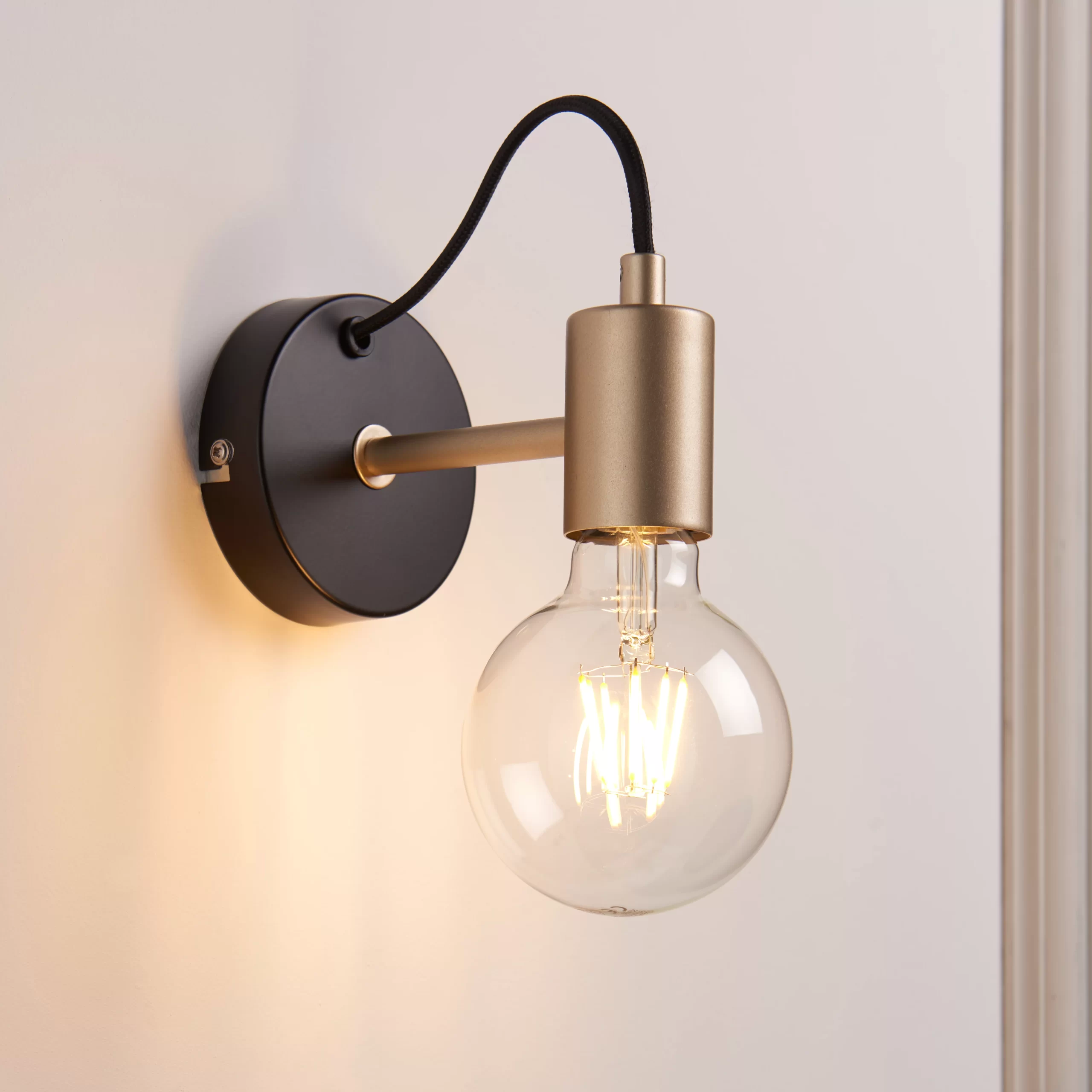 Flux Black & Brass Wired Wall Light 3 Flux Black & Brass Wired Wall Light