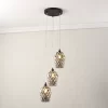 Fragment Cluster Matt Glass & Steel Black 3 Lamp Ceiling Light